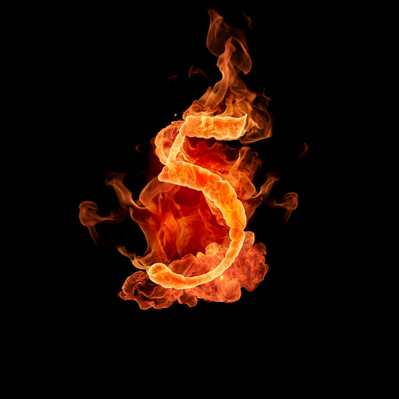 Flaming Number Five — Orange