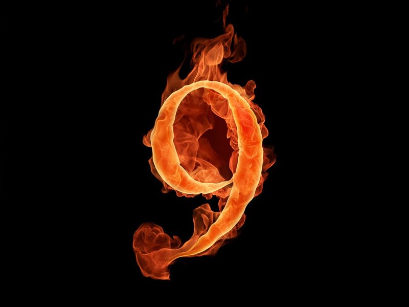 flaming number nine