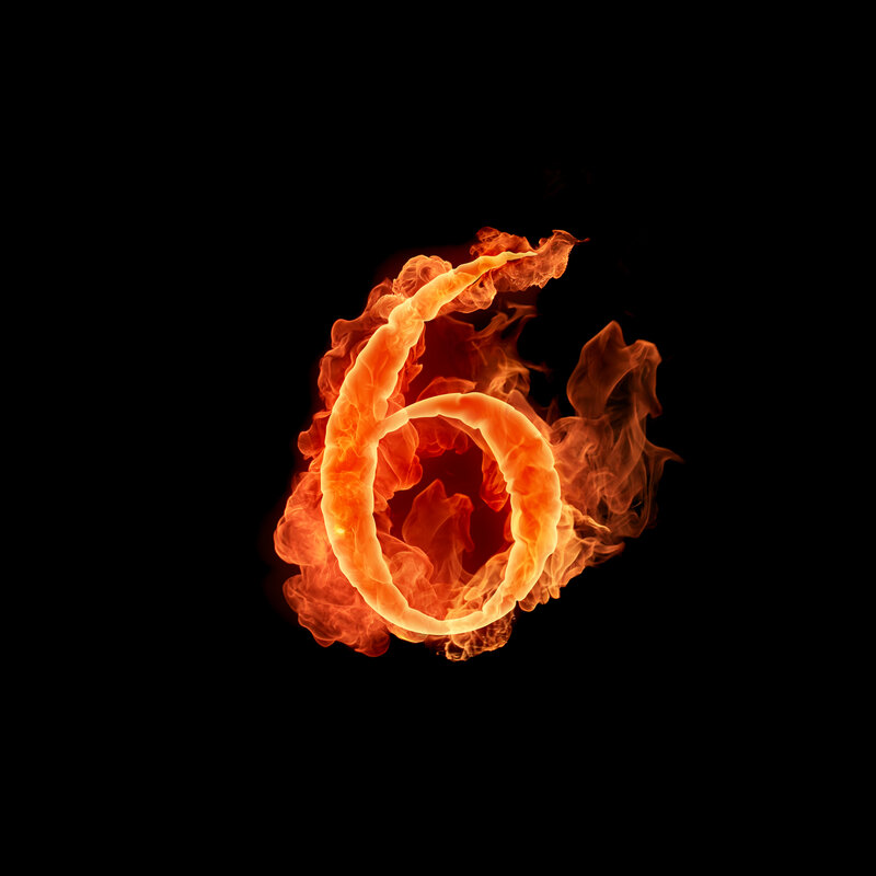 Flaming Number Six — Orange