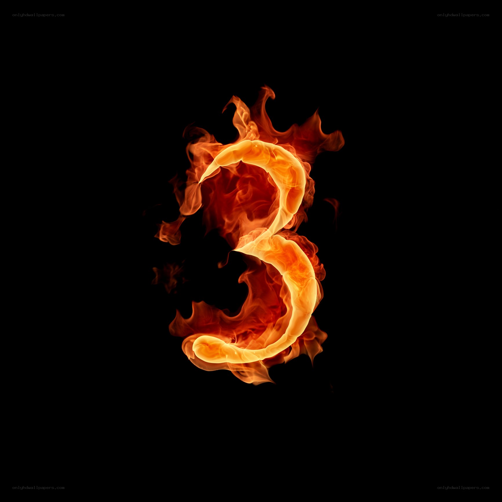flaming number three
