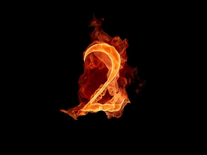 Flaming Number Two — Orange, Dramatic