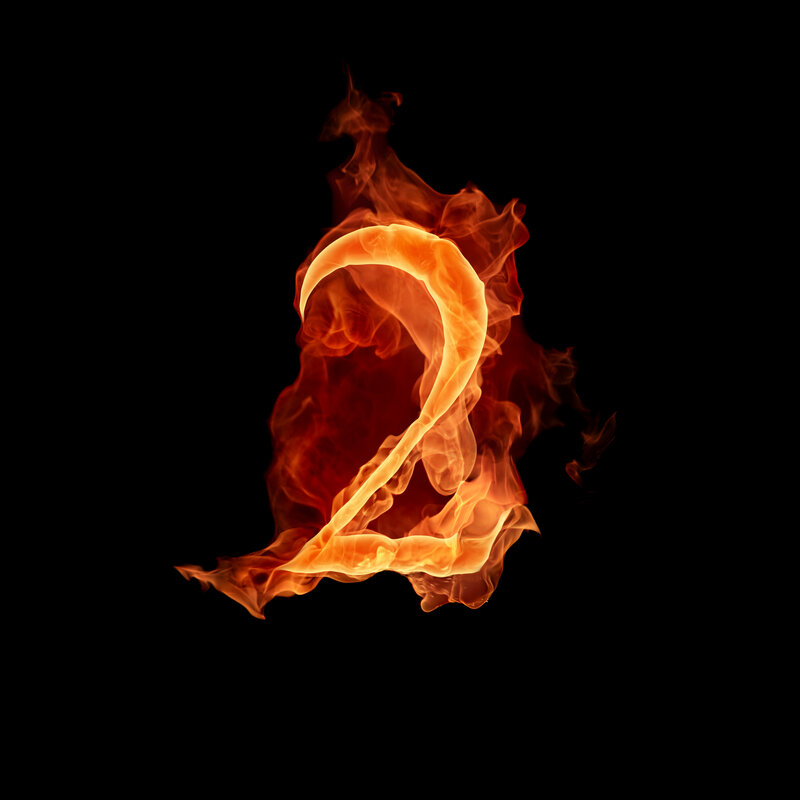 Flaming Number Two — Orange