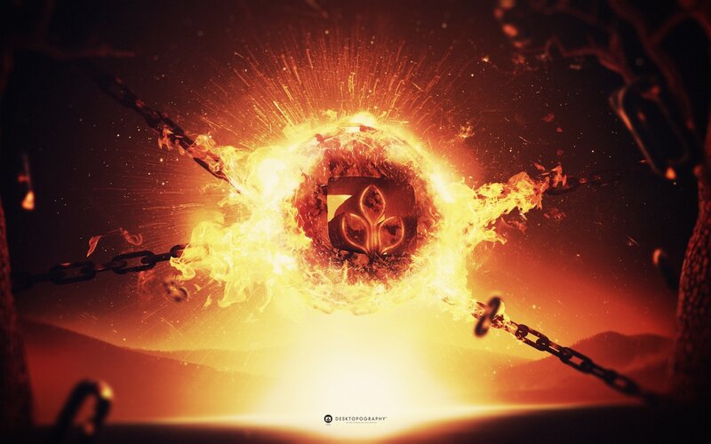Flaming Orb with Chains