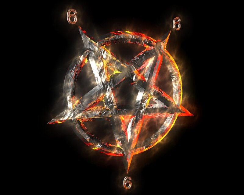 Flaming Pentagram Symbol — Black, Dramatic