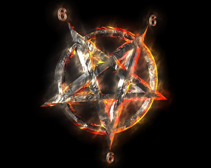 Flaming Pentagram Symbol — Black