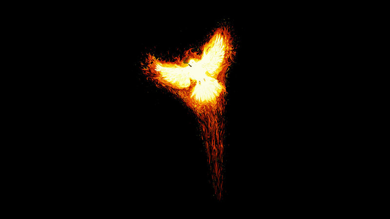 Flaming Phoenix Bird — Black, Dramatic