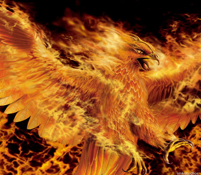 Flaming Phoenix Bird — Orange