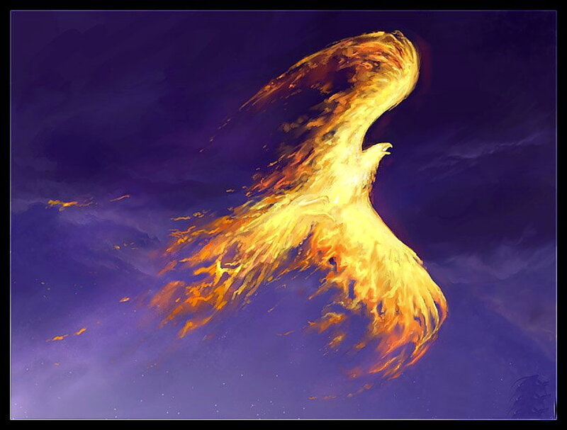 Flaming Phoenix Bird — Purple