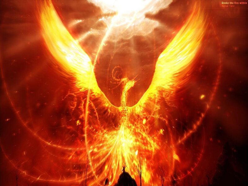 Flaming Phoenix Bird — Red