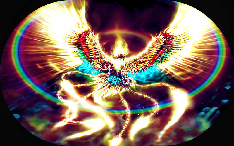 Flaming Phoenix Bird — Yellow, Dramatic