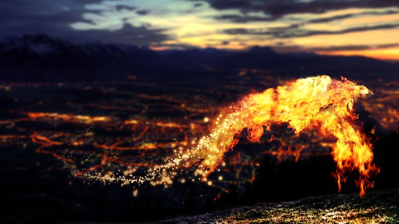 Flaming Phoenix — Orange, Dramatic