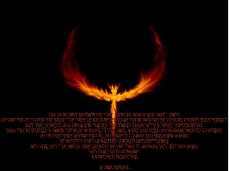 Flaming phoenix with text