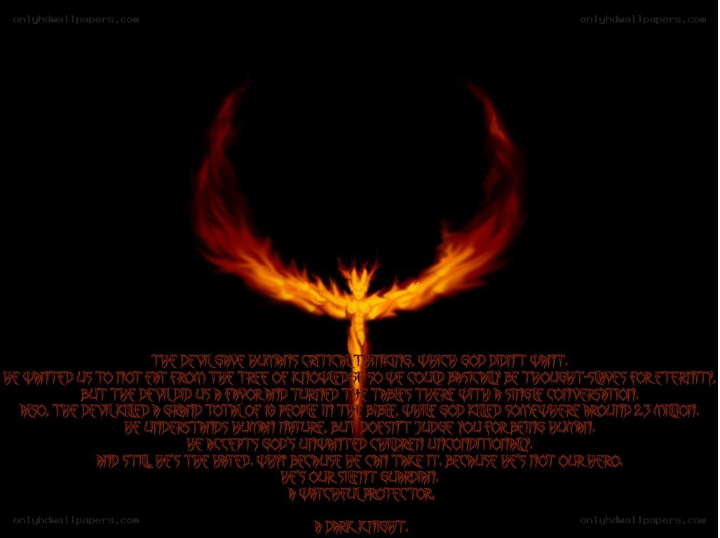 Flaming phoenix with text