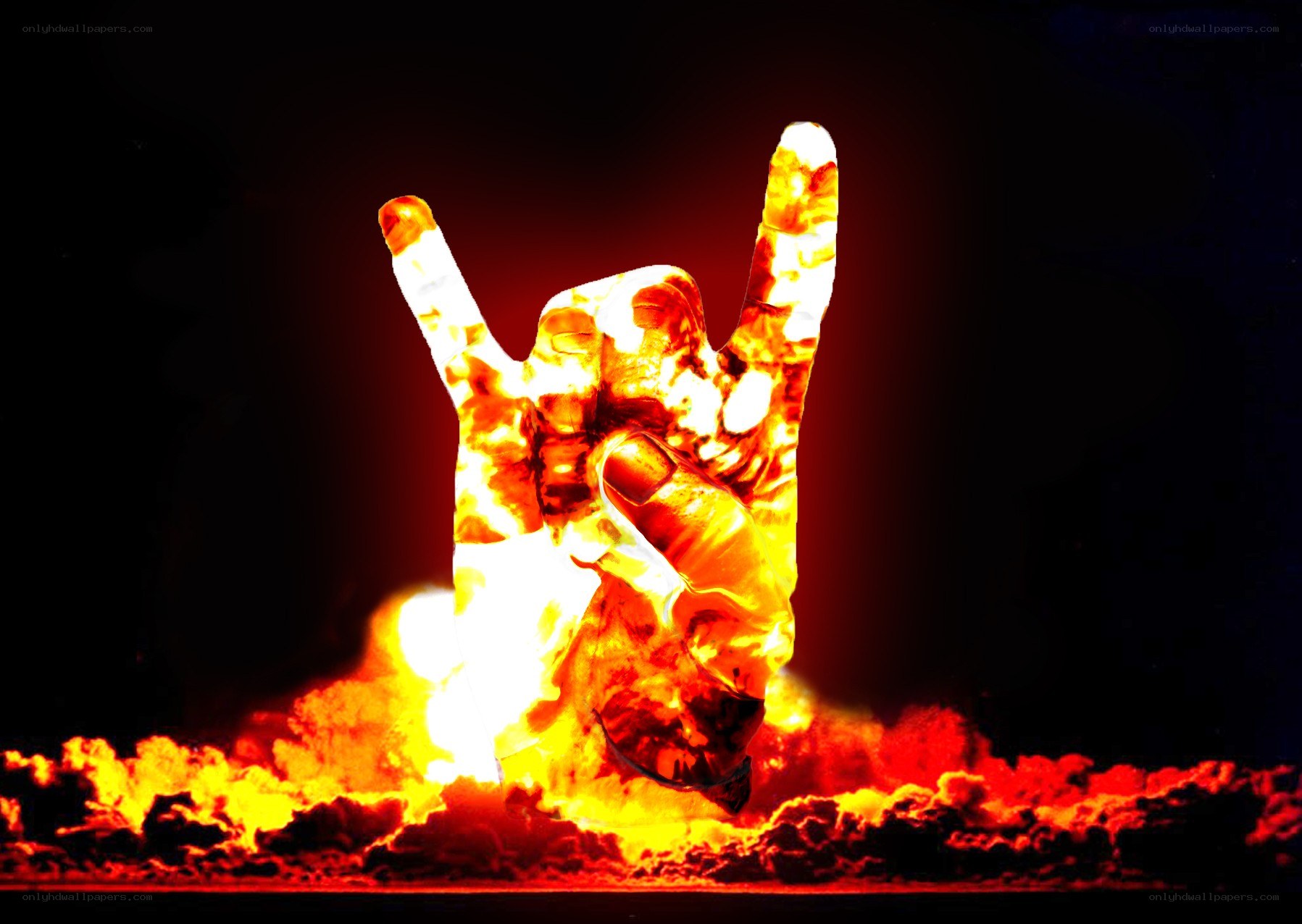 flaming rock-on hand gesture