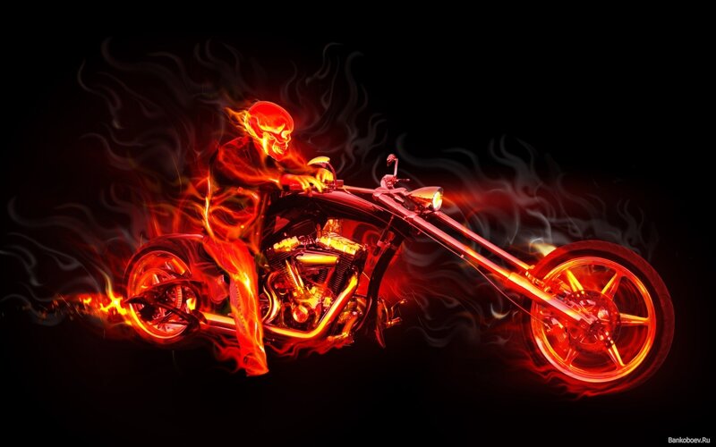 Flaming Skeleton Biker