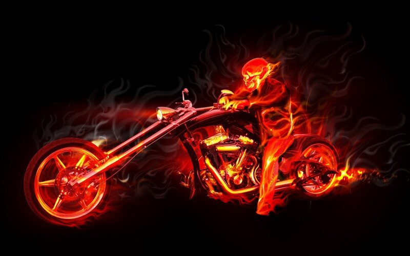 Flaming Skeleton Rider — Red