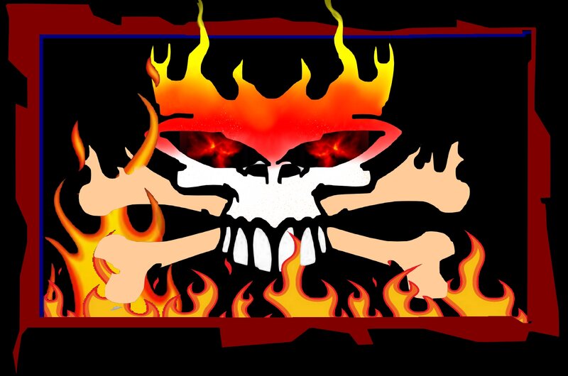 Flaming Skull and Bones
