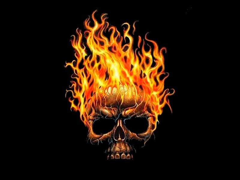 Flaming Skull — Black, Dramatic, Digital Art
