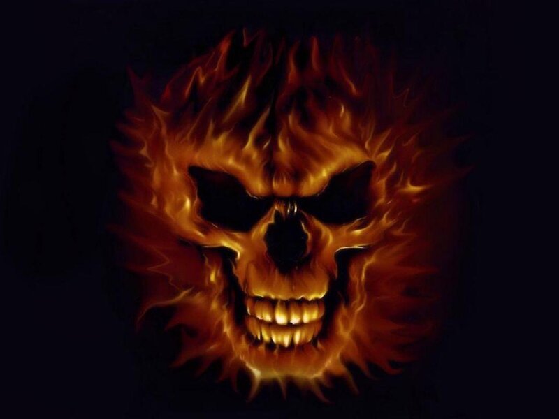 Flaming Skull — Black, Dramatic, Night