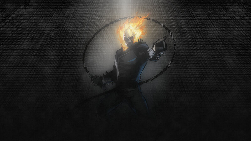 Flaming Skull Character — Black, Dramatic, Night, Digital Art, Chain