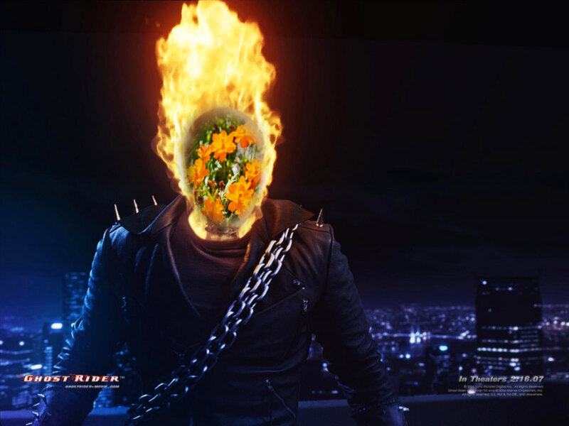 Flaming Skull Character — Black, Dramatic, Night, Digital Art, Cityscape