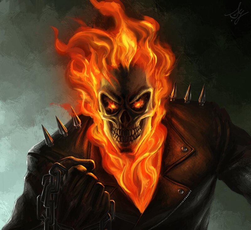 Flaming Skull Character — Orange
