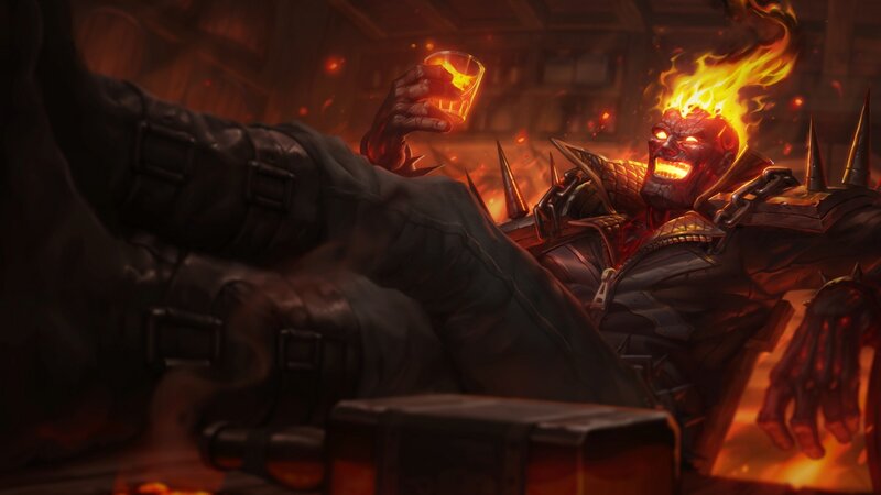Flaming Skull Character — Red