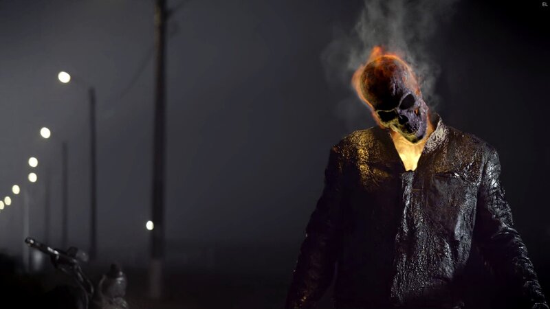 Flaming Skull Figure — Black, Dramatic, Night