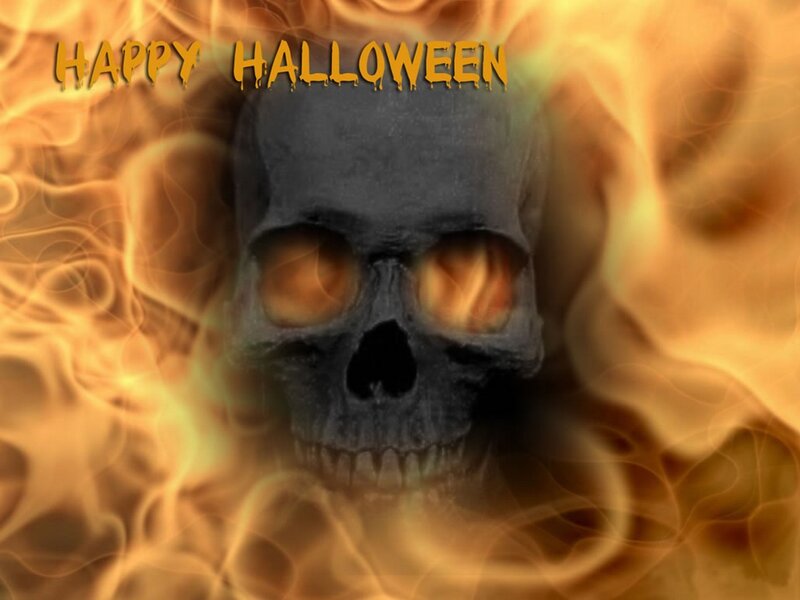 flaming skull halloween