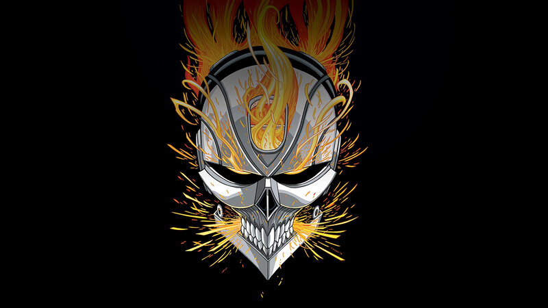 Flaming Skull Helmet