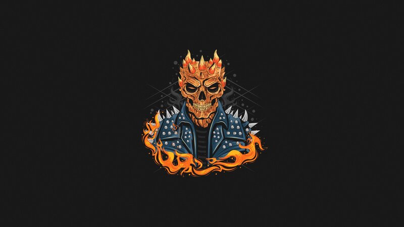 Flaming Skull in Jacket