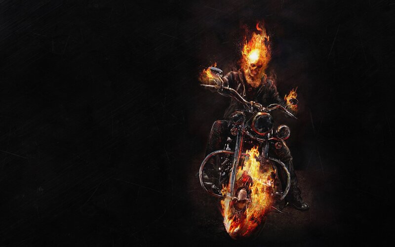 Flaming Skull on Motorcycle