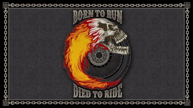 Flaming Skull on Tire