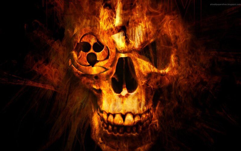 Flaming Skull — Orange, Dark, Intense