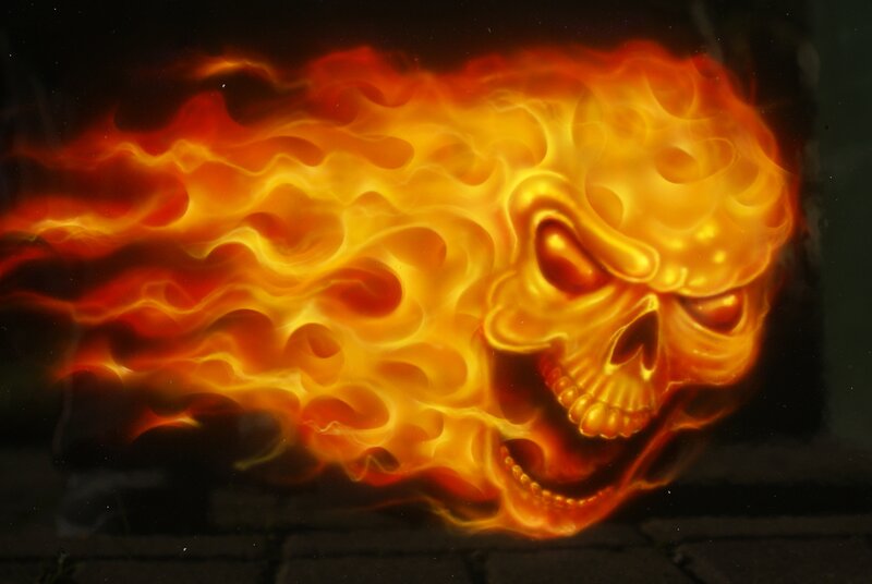 Flaming Skull — Orange, Dramatic
