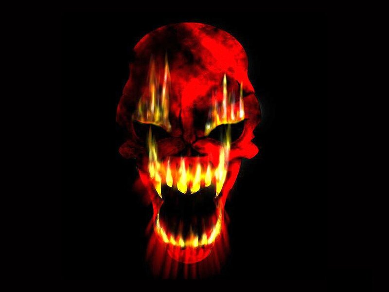 Flaming Skull — Red, Dark