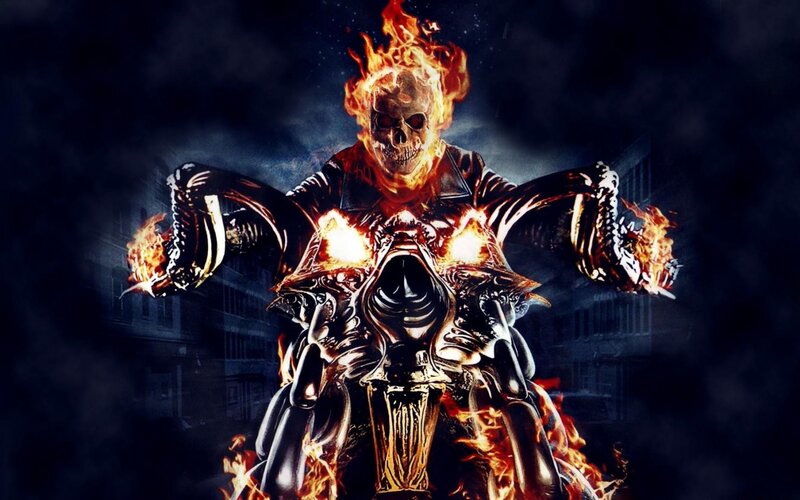 Flaming Skull Rider — Black