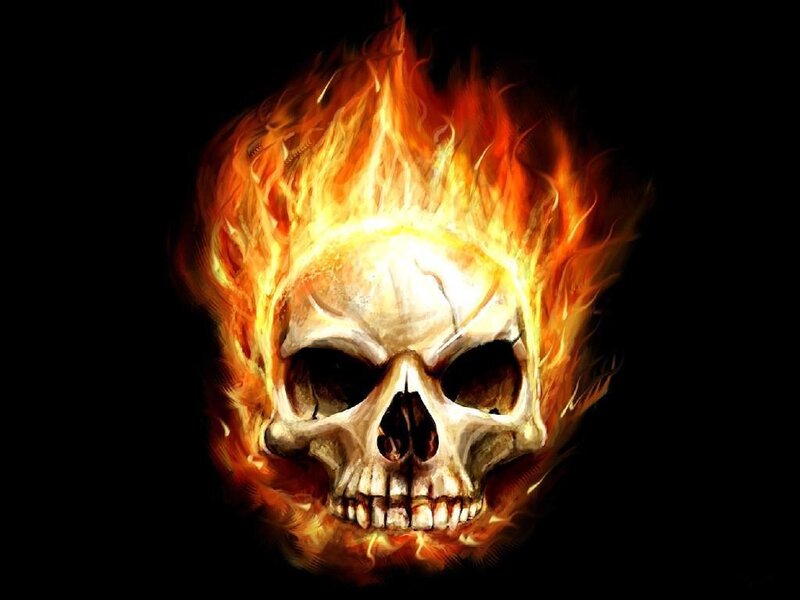 flaming skull