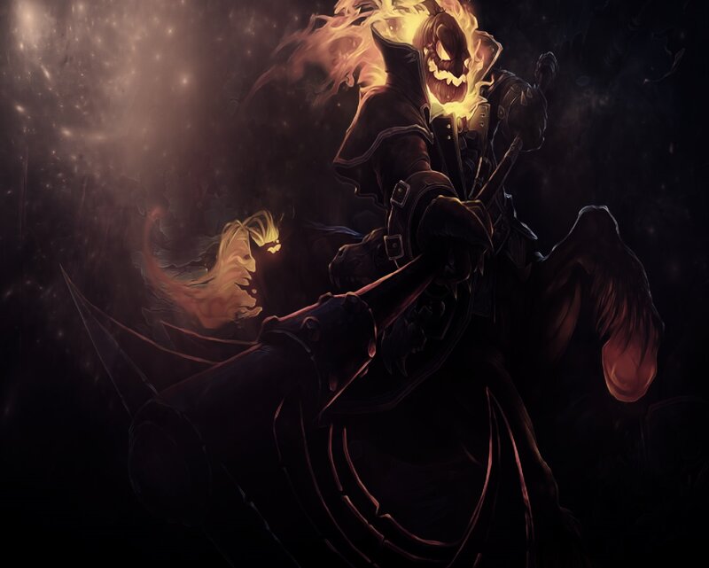 Flaming Skull Warrior — Black, Dramatic