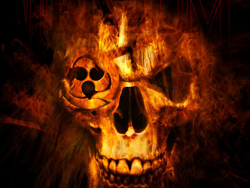 Flaming Skull with Symbol — Orange, Dramatic