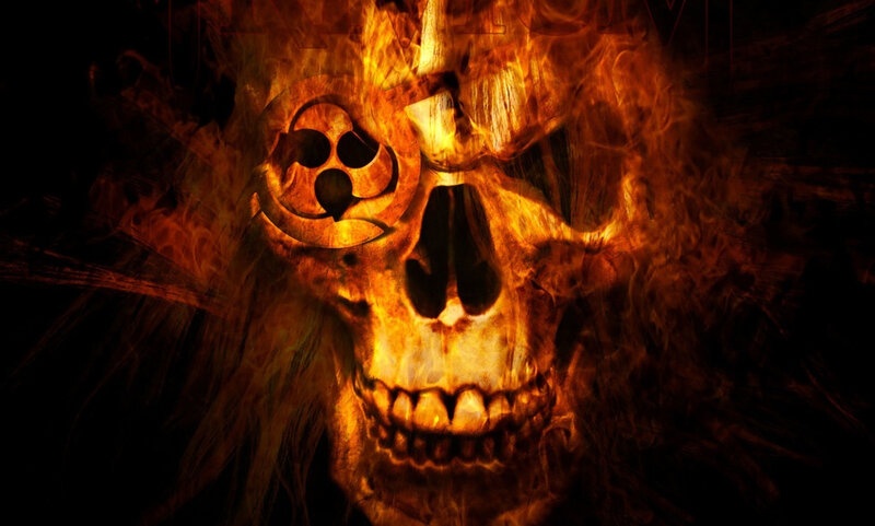 Flaming Skull with Symbol — Orange