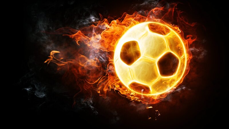 Flaming Soccer Ball — Black, Dramatic, Digital Art