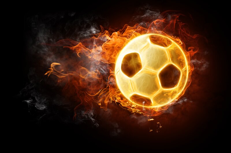Flaming Soccer Ball — Black, Dramatic