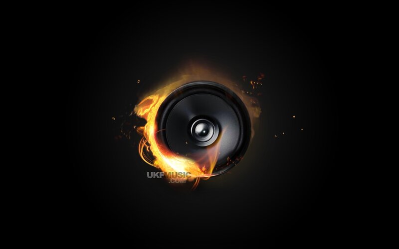 flaming speaker on black