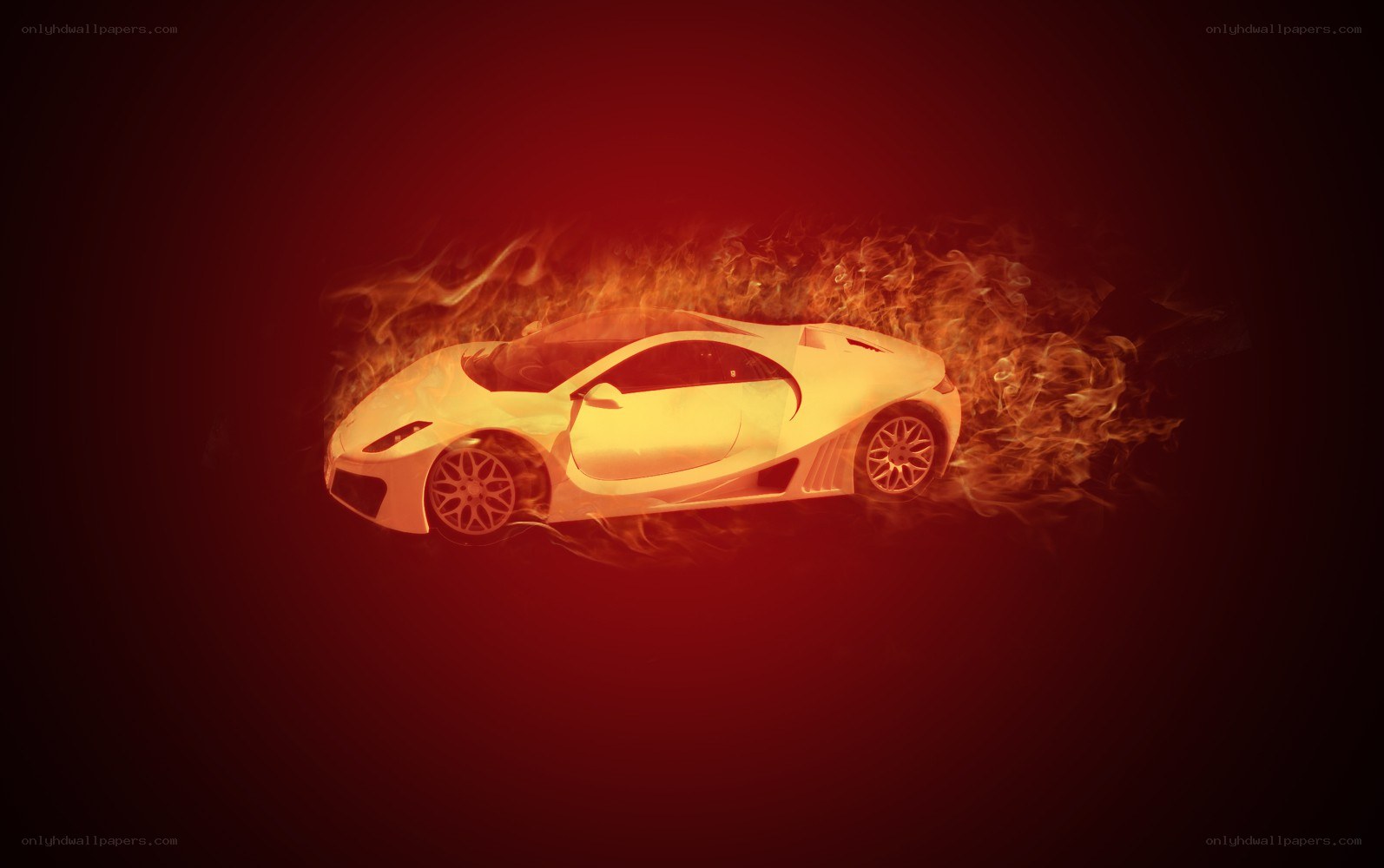 flaming sports car