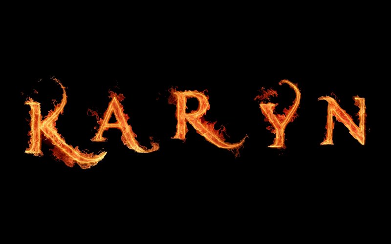 flaming text of the name Karyn