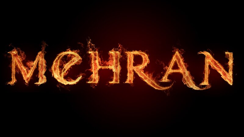 flaming text of the name Mehran