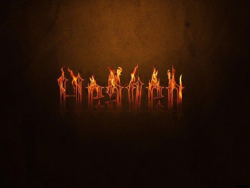 Flaming text on dark background