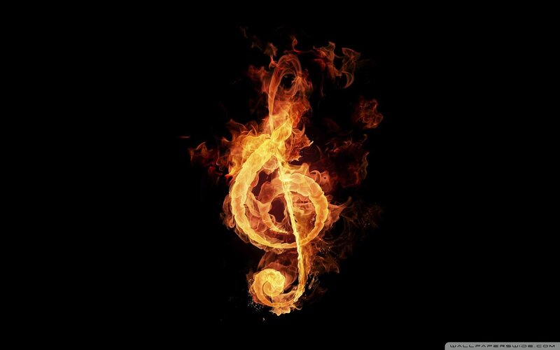 flaming treble clef