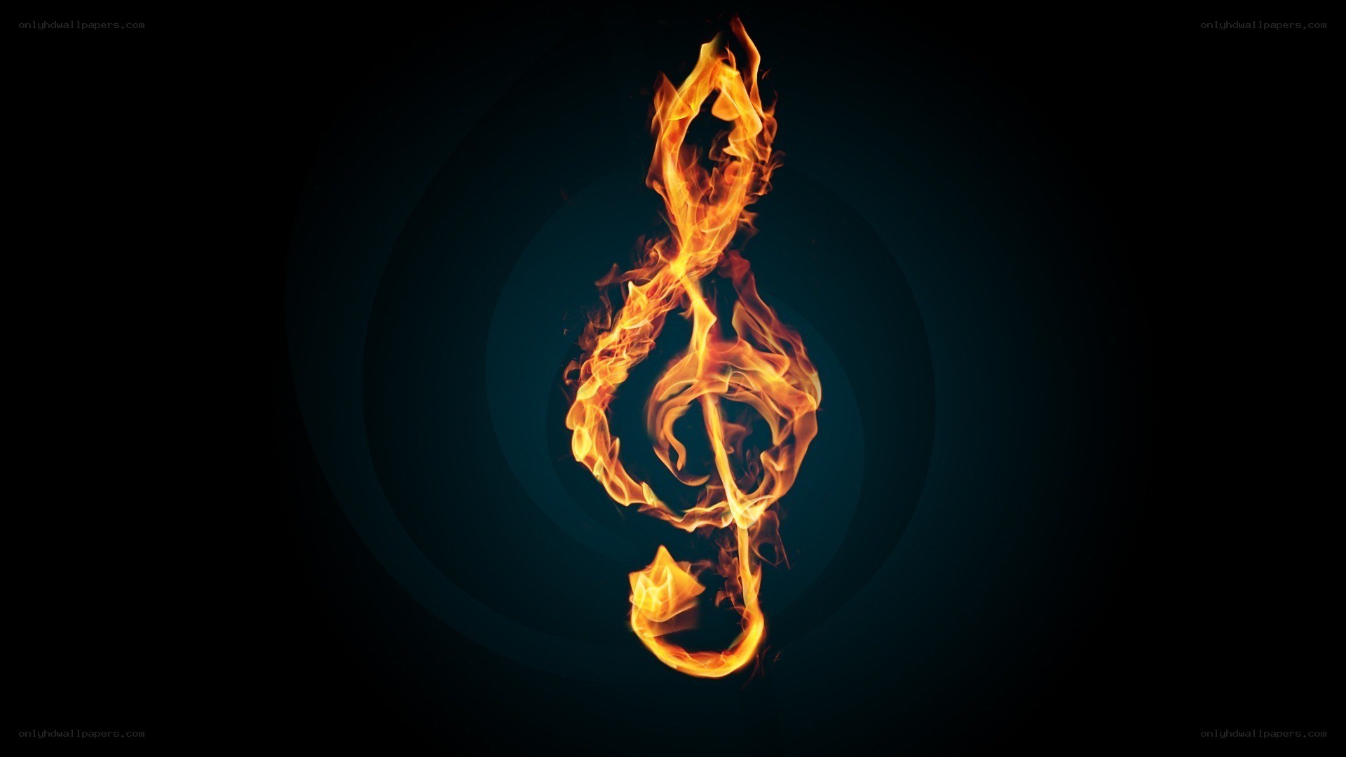 Flaming treble clef